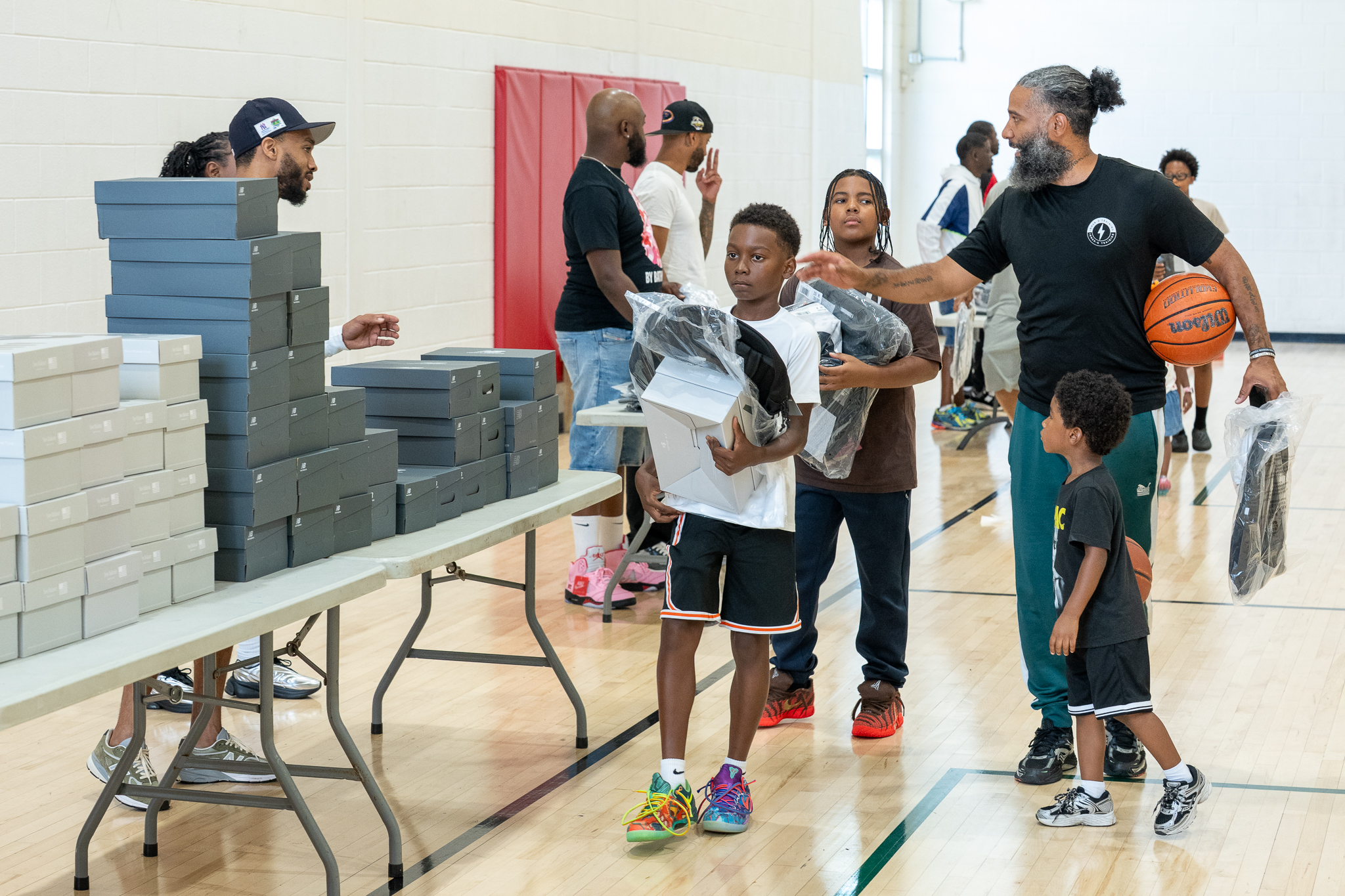 Families move through the tables as the afternoon crowd builds.